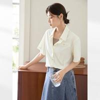 【AN大码系列】2025夏装清爽五分袖女式衬衫设计感小众衬衣