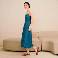 【羊皮可选】2024夏季时尚法式粗跟后空女凉鞋