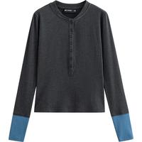 初语撞色长袖T恤女2024年秋冬抑菌发热暖皮衣打底衫 深花灰 L