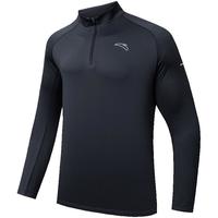 ANTA 安踏 抗菌薄款半拉链长袖t恤男秋季针织套头长袖黑色运动卫衣