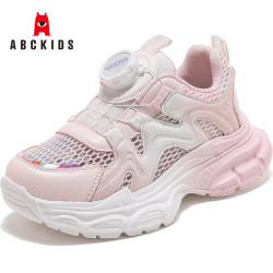 ABCKIDS 网孔透气舒适旋钮扣女童运动休闲跑鞋