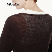 MO&Co.针织衫开衫2025秋细支亚麻棉纱轻薄干爽圆领短款MBE3CAR014 栗褐色 M /165