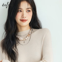 伊芙丽基础款半高领100%可机洗羊毛打底衫女修身2025秋装 天然白 半高领 M