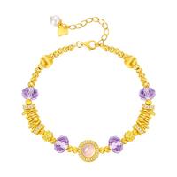 周大生 紫色星辰盘缠手链纯银S925高级感紫水晶碎银子手串