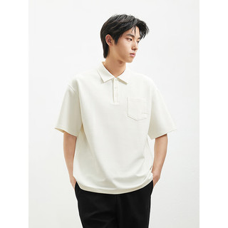 GXG男装双色肌理潮流短袖polo 白色 175/L