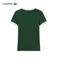LACOSTE法国鳄鱼女装25春夏拼色纯棉短袖T恤|TF2432 YRR/绿色/白色拼色 L 40