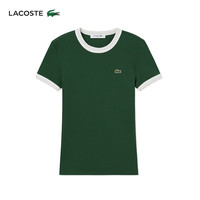LACOSTE【七夕礼物】法国鳄鱼女装25春夏新款拼色纯棉短袖T恤|TF2432 YRR/绿色/白色拼色 M 38