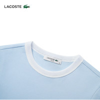 LACOSTE法国鳄鱼女装25春夏拼色纯棉修身舒适短袖T恤|TF2432 EB6/浅蓝色/白色拼色 2XL 44
