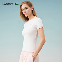 LACOSTE法国鳄鱼女装25春夏拼色纯棉短袖T恤|TF2432 NFU/白色/粉色拼色 L 40