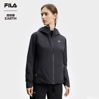 FILA 官方女士梭织上衣两件套秋季新款户外运动基础外套 深黑-BK S