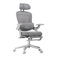 恒林逆袭者超顶腰人体工学椅办公椅电脑椅家用学习椅久坐舒适椅 灰色+ 130°四档后仰+ 钢制脚+搁脚
