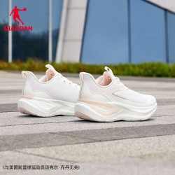 乔丹 减震跑步鞋女薄款网面运动鞋轻便百搭鞋子 乔丹白/薄纱粉 35