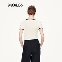 MO&Co.针织衫2025秋撞色镶边圆领正肩修身短袖上衣百搭MBE3SWTT04 米杏色 M /165