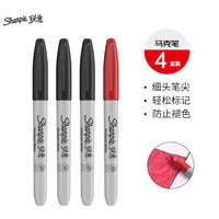 Sharpie 锐意 单头马克笔 混色 黑3红1 4支装