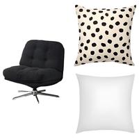 宜家（IKEA）DYVLINGE杜威林格扶手转椅懒人沙发椅小户型 黑色+垫套+羽毛垫芯