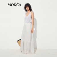MO&Co.轻薄针织衫背心2025夏干爽亚麻棉纱法式V领宽松MBE2SWT029 本白色 M /165