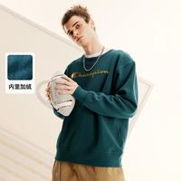 冠军 秋季男式卫衣休闲潮流草写logo圆领卫衣轻薄绒