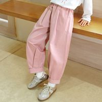 嫒宝时 Hercastle 纯棉女孩裤子春秋季洋气阔腿裤儿童秋装中大童宽松时尚直筒休闲裤