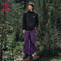 乔丹户外软壳衣男女生秋季防风防泼水登山徒步户外冲锋外套D 黑色/柏油灰-AFD33242102【男】 165/S