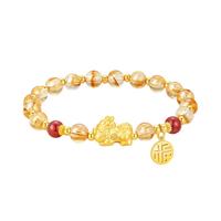 【中国黄金】珍尚银貔貅黄水晶手串女纯银手链S925