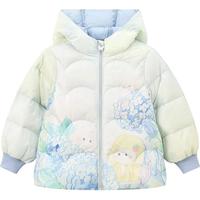 笛莎（DEESHA）童装女童外套冬装秋女宝宝萌趣条纹长袖羽绒服 蓝色 90