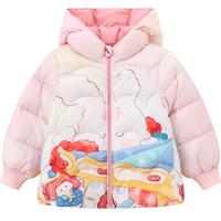 笛莎（DEESHA）童装女童外套冬装秋女宝宝萌趣条纹长袖羽绒服 红色 100