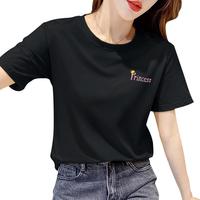 红蜻蜓 RED DRAGONFLY 短袖t恤女2025韩版女装纯棉T恤女显瘦春夏装打底上衣潮小衫 黑色 L