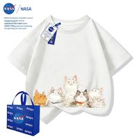 NASAOVER NASA猫咪女童短袖t恤夏季外穿2025新款女孩洋气大童儿童半袖上衣