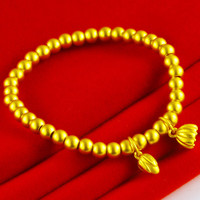 千影 CINYIN 黄金手链9999足金手镯女款古法金手串纯金莲花莲蓬两世欢金珠按克 编好成品 重2.83-3.0g(含工费35)