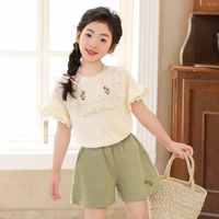 嫒宝时 Hercastle 女童套装夏季2025新款中大童短袖t恤两件套薄潮款