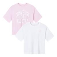 匡威（Converse）【2件装】匡威儿童T恤男童短袖儿童半袖纯棉休闲圆领t恤儿童上衣 浆果粉+白色 130 /64 【身高116-122cm】