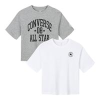 匡威（Converse）【2件装】匡威儿童T恤男童短袖儿童半袖纯棉休闲圆领t恤儿童上衣 岩岭灰+白色 160 /80 【身高158-170cm】
