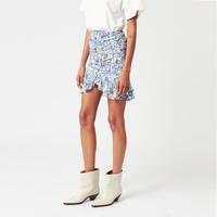 伊莎贝尔·玛兰 ISABEL MARANT 法式风情优雅淑女数码印花褶皱荷叶边包臀半身短裙