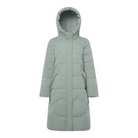 千仞岗冬季羽绒服长款连帽外套女士百搭休闲直筒显瘦冬装保暖防寒服 抹茶绿 S (160)