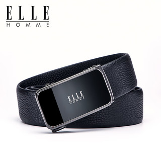 ELLE HOMME男士皮带男真皮自动扣腰带商务裤腰带男老公 镜面枪色【专柜礼盒】902027 115cm -130cm-