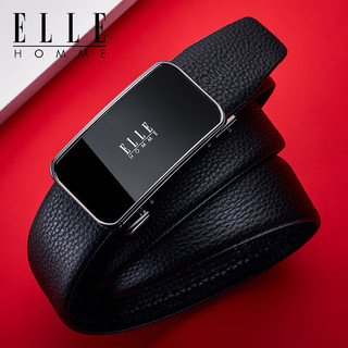 ELLE HOMME男士皮带男真皮自动扣腰带商务裤腰带男老公 镜面枪色【专柜礼盒】902027 115cm -130cm-