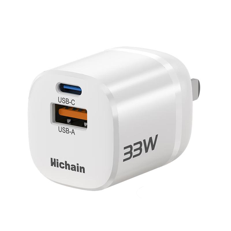  Hichain PD33W快充 氮化镓充电器  Type-C+USB-A口 白色 单头 33W