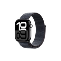 苹果 Apple Watch Series 10 GPS款 智能手表 42mm 亮黑色铝金属表壳 浓墨色回环式运动表带