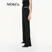 MO&Co.【C+系列】微喇裤2025秋轻薄弹力人丝高腰及地黑色MBE3PAT014 黑色 XS /155