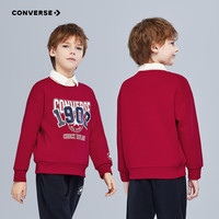 Converse匡威儿童卫衣2025秋季男女童复古潮流纯棉长袖套头上衣打底衫 杰斯特红 110 /56 【身高104-110cm】
