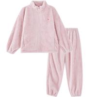 笛莎（DEESHA）童装女童温暖云朵绒家居服2024冬季小女孩外出居家睡衣套装 柔粉色 090