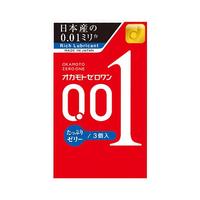 冈本 避孕套 套 001超薄标准 双倍果冻润滑 3只 0.01 套套 成人用品 计生用品