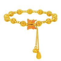 谢瑞麟黄金手串足金绣球花蝴蝶手串手绳送女友老婆情人节七夕礼物计价 足金绣球花蝴蝶手链约16.1克