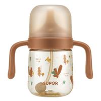 苏泊尔（SUPOR）婴儿学饮杯小月龄重力球吸管杯喝奶防呛杯PPSU奶瓶 7月+ 【PPSU学饮杯】橡果棕 240ml 7月+