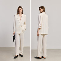 LILY2025夏含醋酸老钱风宽松休闲百搭职业通勤长袖西装外套女 703米色 M