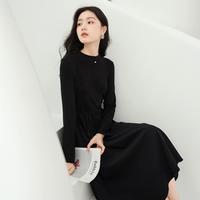 香影 打底连衣裙秋冬长袖半高领a字收腰高级感内搭裙子