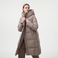 坦博尔（Tanboer）2024羽绒服女长款时尚百搭保暖加厚连帽面包服530836Z 摩卡棕 160/84A