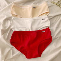 雅鹿纯棉女士内裤舒适女内裤青春期短裤棉质纯色糖果色系简约时尚 2白+2灰+1肤 5条 L 【70-95斤】