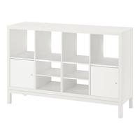 宜家(IKEA)KALLAX卡莱克书架家用书柜置物架落地靠墙柜客厅储物收纳 白色含底架带2门/2个搁板插件94x147cm