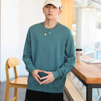 布衣传说280g小毛圈棉卫衣男士宽松圆领外套上衣服潮 宝石绿 2XL
